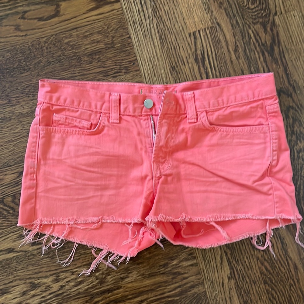J brand cutoff jean shorts in tangerine, size 27